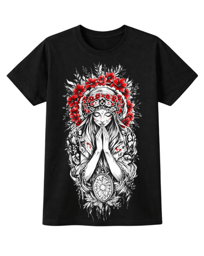 Christian Cross & Virgin Mary Double Printed Tee