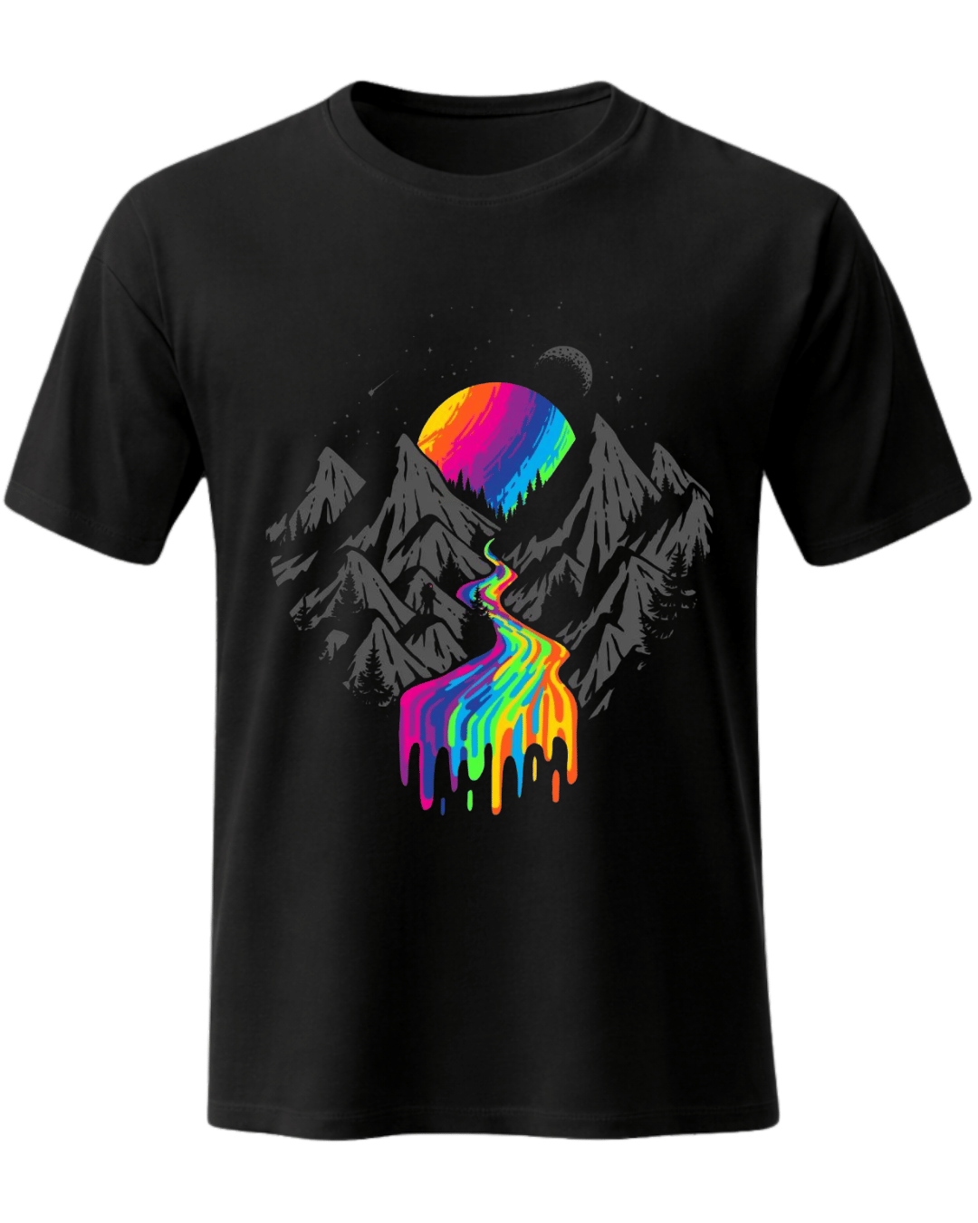 Neon River Dream – Psychedelic Mountain Tee