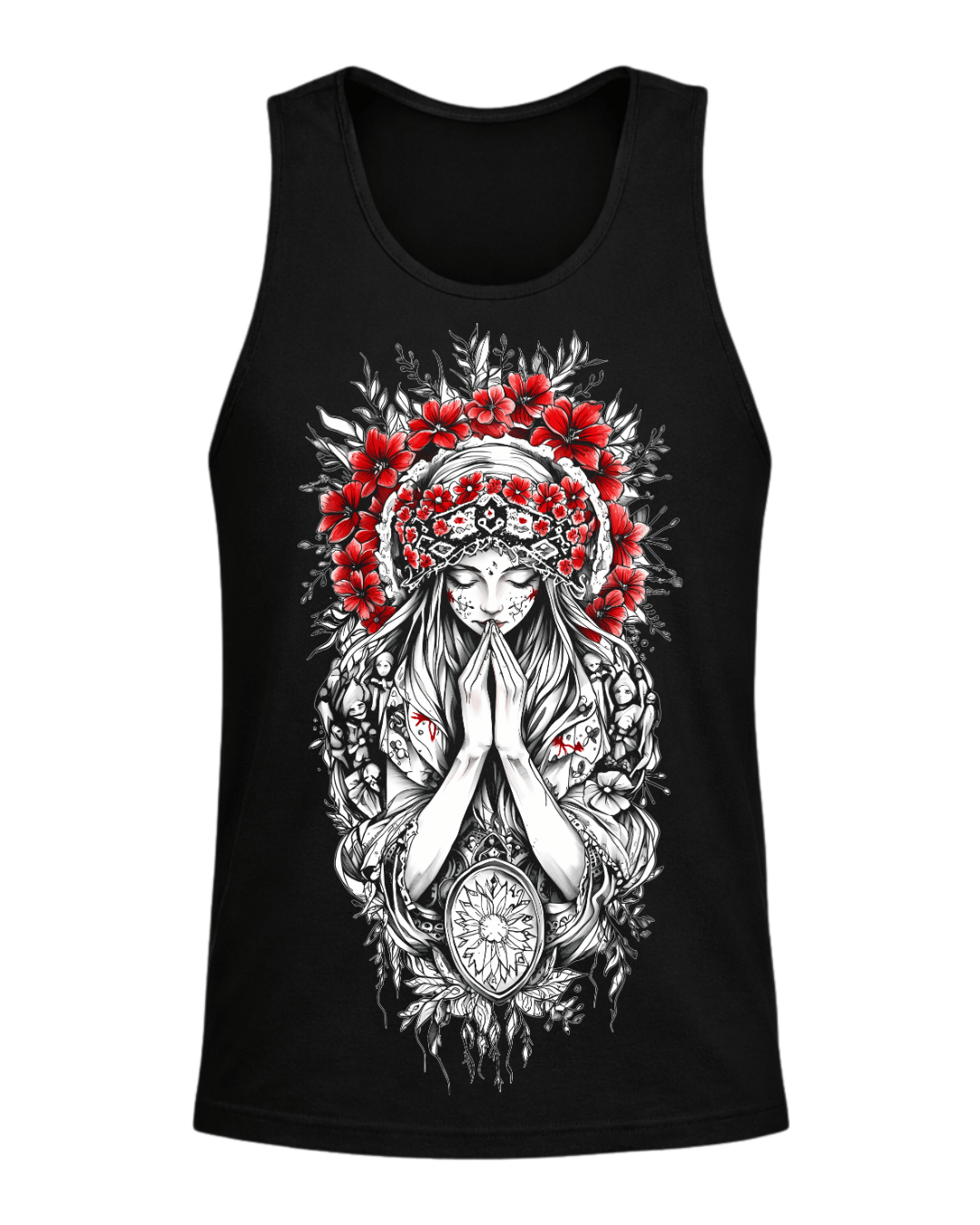 Christian Cross & Virgin Mary Double Printed Tee