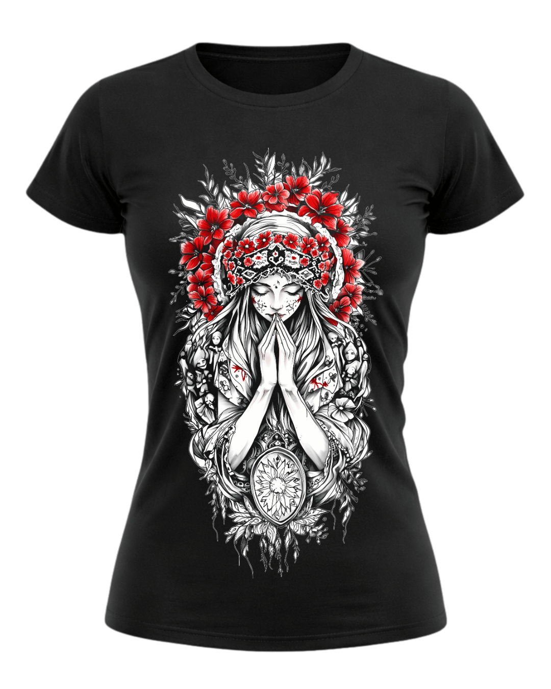 Christian Cross & Virgin Mary Double Printed Tee